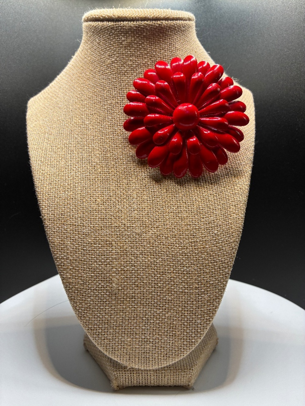 Vintage Enamel Red Petal brooch